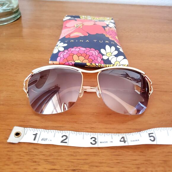 Trina Turk Vasto Sunglasses Ivory Summer Oversized Aviator Eye Optical 58-16-130 - Picture 8 of 9